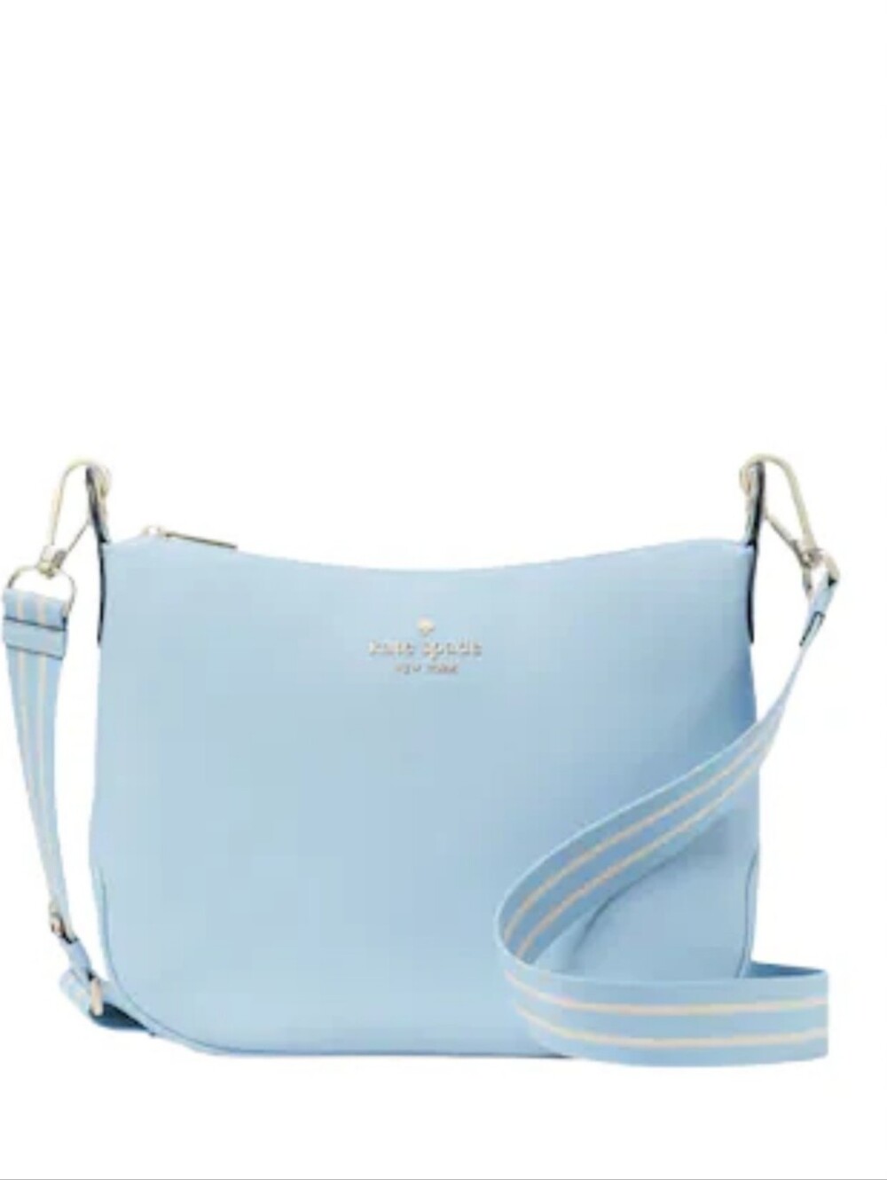 Kate Spade Bag, "Rosie" Crossbody, Light Blue Leather, Canvas Strap